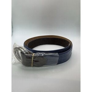 W Kleinberg Blue Crocodile Custom Leather Belt Belt Sz 34 NWOT Loop Buckle Lux